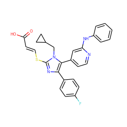 O=C(O)/C=C/Sc1nc(-c2ccc(F)cc2)c(-c2ccnc(Nc3ccccc3)c2)n1CC1CC1 ZINC000299860833