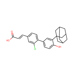 O=C(O)/C=C/c1ccc(-c2ccc(O)c(C34CC5CC(CC(C5)C3)C4)c2)c(Cl)c1 ZINC000003816491