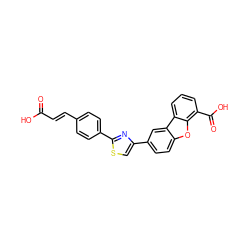 O=C(O)/C=C/c1ccc(-c2nc(-c3ccc4oc5c(C(=O)O)cccc5c4c3)cs2)cc1 ZINC000064552919