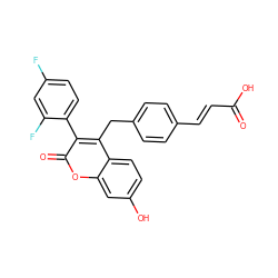 O=C(O)/C=C/c1ccc(Cc2c(-c3ccc(F)cc3F)c(=O)oc3cc(O)ccc23)cc1 ZINC000299852097