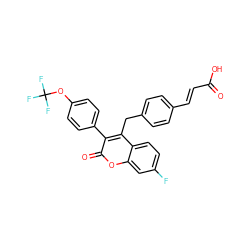 O=C(O)/C=C/c1ccc(Cc2c(-c3ccc(OC(F)(F)F)cc3)c(=O)oc3cc(F)ccc23)cc1 ZINC000299852363