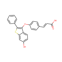 O=C(O)/C=C/c1ccc(Oc2c(-c3ccccc3)sc3cc(O)ccc23)cc1 ZINC000221229644