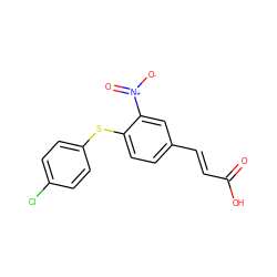 O=C(O)/C=C/c1ccc(Sc2ccc(Cl)cc2)c([N+](=O)[O-])c1 ZINC000000160627