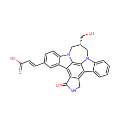 O=C(O)/C=C/c1ccc2c(c1)c1c3c(c4c5ccccc5n5c4c1n2C[C@H](CO)C5)CNC3=O ZINC000028819611