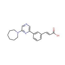 O=C(O)/C=C/c1cccc(-c2cncc(N3CCCCCC3)n2)c1 ZINC000040953510