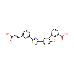 O=C(O)/C=C/c1cccc(-c2nc(-c3ccc4oc5c(C(=O)O)cccc5c4c3)cs2)c1 ZINC000064499518