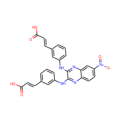 O=C(O)/C=C/c1cccc(Nc2nc3ccc([N+](=O)[O-])cc3nc2Nc2cccc(/C=C/C(=O)O)c2)c1 ZINC000072107484