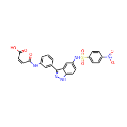 O=C(O)/C=C\C(=O)Nc1cccc(-c2n[nH]c3ccc(NS(=O)(=O)c4ccc([N+](=O)[O-])cc4)cc23)c1 ZINC001772608609