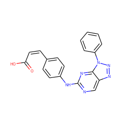 O=C(O)/C=C\c1ccc(Nc2ncc3nnn(-c4ccccc4)c3n2)cc1 ZINC000029042422