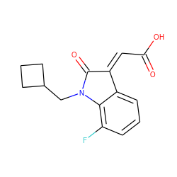 O=C(O)/C=C1/C(=O)N(CC2CCC2)c2c(F)cccc21 ZINC000101345213