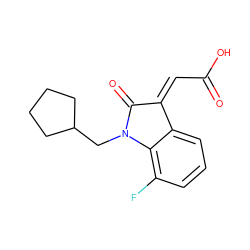 O=C(O)/C=C1/C(=O)N(CC2CCCC2)c2c(F)cccc21 ZINC000101345210