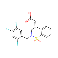 O=C(O)/C=C1\CN(Cc2cc(F)c(F)cc2F)S(=O)(=O)c2ccccc21 ZINC000082157035