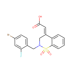 O=C(O)/C=C1\CN(Cc2ccc(Br)cc2F)S(=O)(=O)c2ccccc21 ZINC000082157040