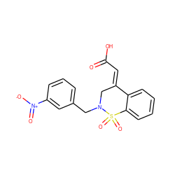 O=C(O)/C=C1\CN(Cc2cccc([N+](=O)[O-])c2)S(=O)(=O)c2ccccc21 ZINC000082157042