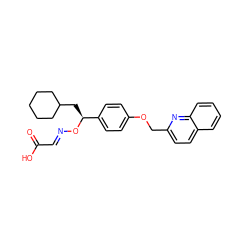 O=C(O)/C=N/O[C@@H](CC1CCCCC1)c1ccc(OCc2ccc3ccccc3n2)cc1 ZINC000013557779