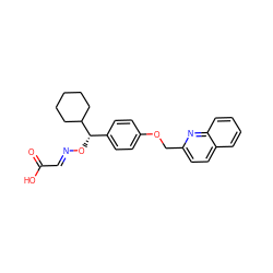 O=C(O)/C=N/O[C@@H](c1ccc(OCc2ccc3ccccc3n2)cc1)C1CCCCC1 ZINC000001543978