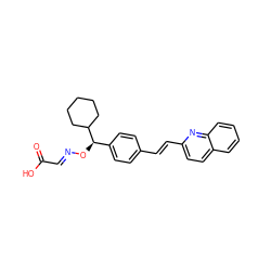 O=C(O)/C=N/O[C@H](c1ccc(/C=C/c2ccc3ccccc3n2)cc1)C1CCCCC1 ZINC000013557875