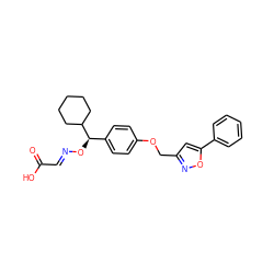 O=C(O)/C=N/O[C@H](c1ccc(OCc2cc(-c3ccccc3)on2)cc1)C1CCCCC1 ZINC000013557855