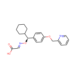 O=C(O)/C=N/O[C@H](c1ccc(OCc2ccccn2)cc1)C1CCCCC1 ZINC000013557811