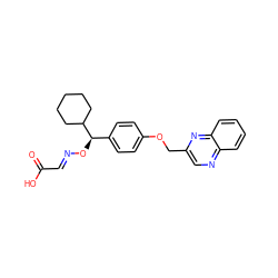 O=C(O)/C=N/O[C@H](c1ccc(OCc2cnc3ccccc3n2)cc1)C1CCCCC1 ZINC000013557851