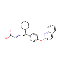 O=C(O)/C=N/O[C@H](c1ccc(Oc2ccc3ccccc3n2)cc1)C1CCCCC1 ZINC000013557871