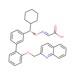 O=C(O)/C=N/O[C@H](c1cccc(-c2ccccc2OCc2ccc3ccccc3n2)c1)C1CCCCC1 ZINC000027748087