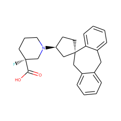 O=C(O)[C@@]1(F)CCCN([C@H]2CC[C@]3(Cc4ccccc4Cc4ccccc43)C2)C1 ZINC000064454114