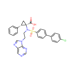 O=C(O)[C@@]1(N(CCn2cnc3cncnc32)S(=O)(=O)c2ccc(-c3ccc(Cl)cc3)cc2)C[C@H]1c1ccccc1 ZINC000044281247