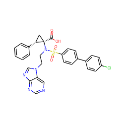 O=C(O)[C@@]1(N(CCn2cnc3ncncc32)S(=O)(=O)c2ccc(-c3ccc(Cl)cc3)cc2)C[C@H]1c1ccccc1 ZINC000042803382