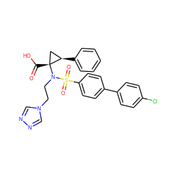 O=C(O)[C@@]1(N(CCn2cnnc2)S(=O)(=O)c2ccc(-c3ccc(Cl)cc3)cc2)C[C@H]1c1ccccc1 ZINC000044431666