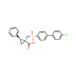 O=C(O)[C@@]1(NS(=O)(=O)c2ccc(-c3ccc(Cl)cc3)cc2)C[C@H]1c1ccccc1 ZINC000049019493