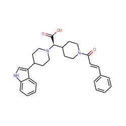 O=C(O)[C@@H](C1CCN(C(=O)/C=C/c2ccccc2)CC1)N1CCC(c2c[nH]c3ccccc23)CC1 ZINC000028824815