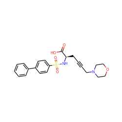 O=C(O)[C@@H](CC#CCN1CCOCC1)NS(=O)(=O)c1ccc(-c2ccccc2)cc1 ZINC000013862466