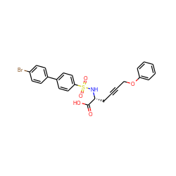 O=C(O)[C@@H](CC#CCOc1ccccc1)NS(=O)(=O)c1ccc(-c2ccc(Br)cc2)cc1 ZINC000013862458