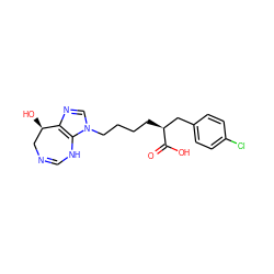 O=C(O)[C@@H](CCCCn1cnc2c1NC=NC[C@H]2O)Cc1ccc(Cl)cc1 ZINC000013807316