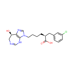 O=C(O)[C@@H](CCCCn1cnc2c1NC=NC[C@H]2O)Cc1cccc(Cl)c1 ZINC000013807307