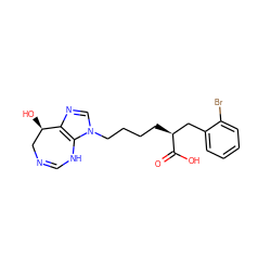 O=C(O)[C@@H](CCCCn1cnc2c1NC=NC[C@H]2O)Cc1ccccc1Br ZINC000013807271