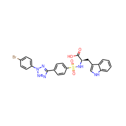 O=C(O)[C@@H](Cc1c[nH]c2ccccc12)NS(=O)(=O)c1ccc(-c2nnn(-c3ccc(Br)cc3)n2)cc1 ZINC000027725088