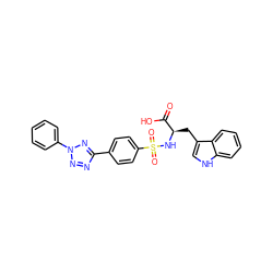 O=C(O)[C@@H](Cc1c[nH]c2ccccc12)NS(=O)(=O)c1ccc(-c2nnn(-c3ccccc3)n2)cc1 ZINC000001896198