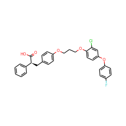 O=C(O)[C@@H](Cc1ccc(OCCCOc2ccc(Oc3ccc(F)cc3)cc2Cl)cc1)c1ccccc1 ZINC000028572390