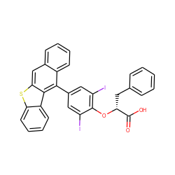 O=C(O)[C@@H](Cc1ccccc1)Oc1c(I)cc(-c2c3ccccc3cc3sc4ccccc4c23)cc1I ZINC000095613740