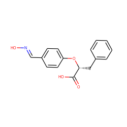 O=C(O)[C@@H](Cc1ccccc1)Oc1ccc(/C=N/O)cc1 ZINC000299862536