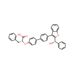 O=C(O)[C@@H](Cc1ccccc1)Oc1ccc(-c2ccc(-c3c([C@@H](O)c4ccccc4)oc4ccccc34)cc2)cc1 ZINC000028757726