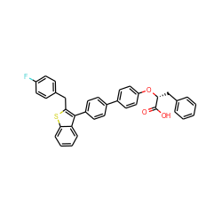 O=C(O)[C@@H](Cc1ccccc1)Oc1ccc(-c2ccc(-c3c(Cc4ccc(F)cc4)sc4ccccc34)cc2)cc1 ZINC000028757578