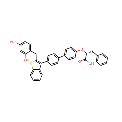 O=C(O)[C@@H](Cc1ccccc1)Oc1ccc(-c2ccc(-c3c(Cc4ccc(O)cc4O)sc4ccccc34)cc2)cc1 ZINC000028755523