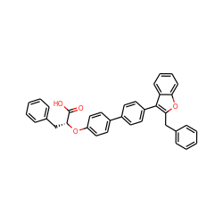 O=C(O)[C@@H](Cc1ccccc1)Oc1ccc(-c2ccc(-c3c(Cc4ccccc4)oc4ccccc34)cc2)cc1 ZINC000013806753