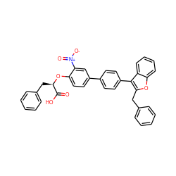 O=C(O)[C@@H](Cc1ccccc1)Oc1ccc(-c2ccc(-c3c(Cc4ccccc4)oc4ccccc34)cc2)cc1[N+](=O)[O-] ZINC000028758795