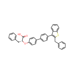 O=C(O)[C@@H](Cc1ccccc1)Oc1ccc(-c2ccc(-c3c(Cc4ccccc4)sc4ccccc34)cc2)cc1 ZINC000028757939