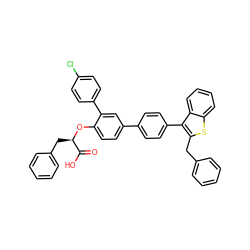 O=C(O)[C@@H](Cc1ccccc1)Oc1ccc(-c2ccc(-c3c(Cc4ccccc4)sc4ccccc34)cc2)cc1-c1ccc(Cl)cc1 ZINC000028759031