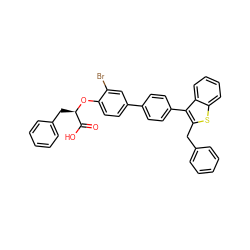 O=C(O)[C@@H](Cc1ccccc1)Oc1ccc(-c2ccc(-c3c(Cc4ccccc4)sc4ccccc34)cc2)cc1Br ZINC000028462862